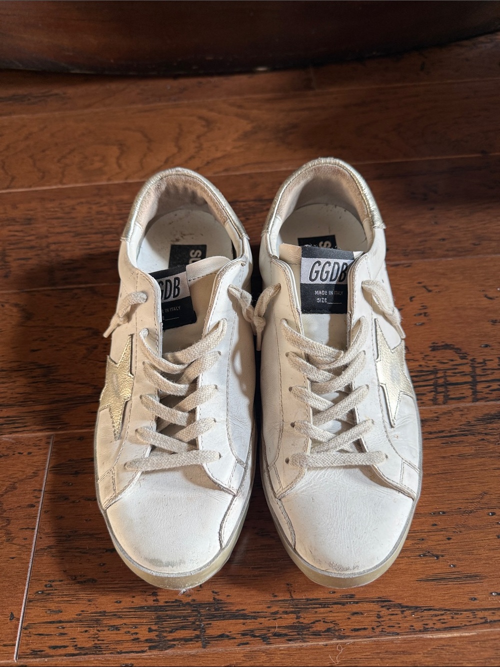 Golden Goose Off-White Leather Sneakers with Gold Star
